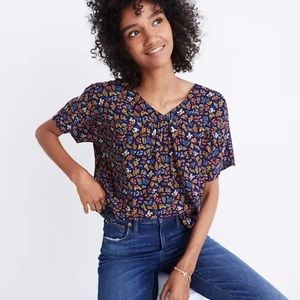 Madewell Rhyme Top in Navy Floral Print | Sz M